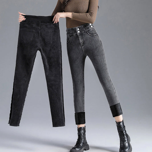 Women's High-Waisted Thick Plush - Lined Skinny Jeans