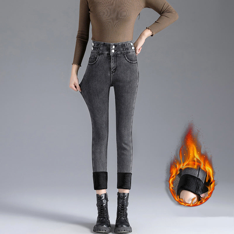 Women's High-Waisted Thick Plush - Lined Skinny Jeans