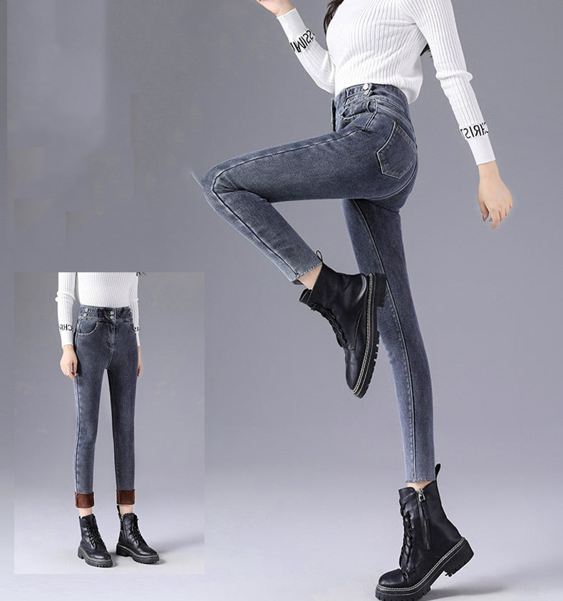 Women's High-Waisted Thick Plush - Lined Skinny Jeans