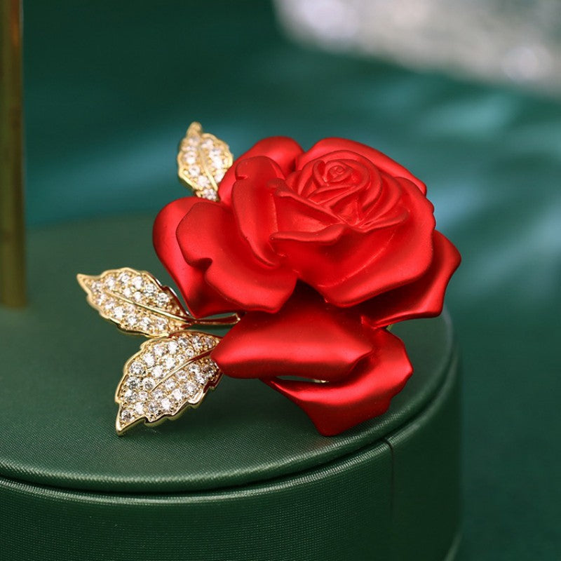 High-Quality Enameled Rose Brooch For Mum Or Wife