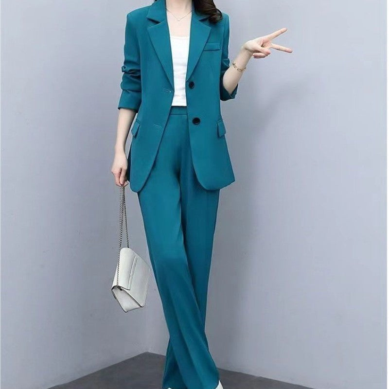 Women's Blazer Jacket and Wide Leg Pants Business Casual Suit Sets