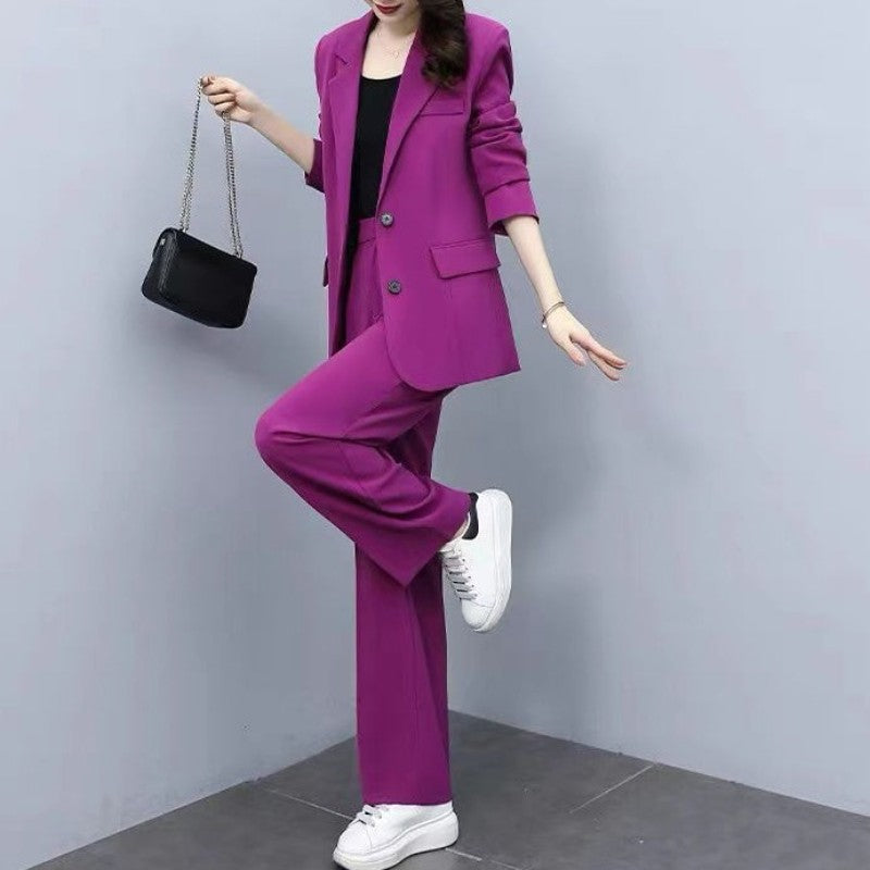 Women's Blazer Jacket and Wide Leg Pants Business Casual Suit Sets