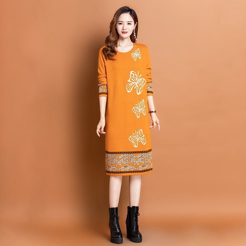 Women’s Knitted Long Dress with Scarf