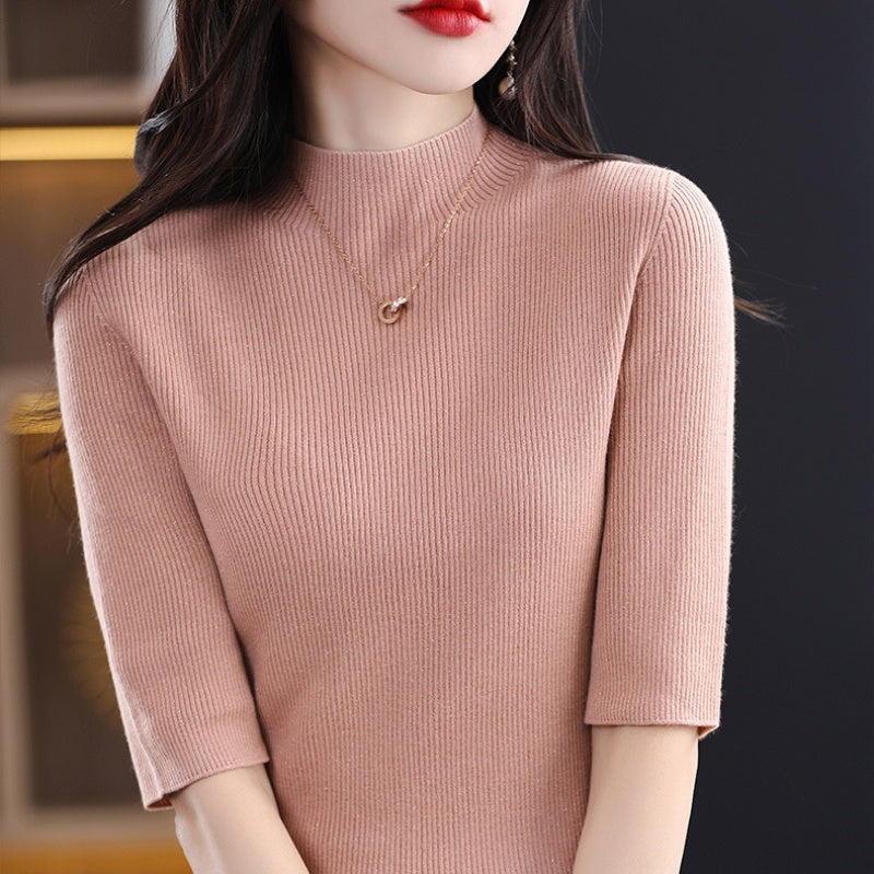 Women’s Half Sleeve Mock Turtleneck Sweater