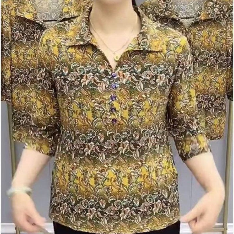 Women's Casual Printed Lapel Shirt