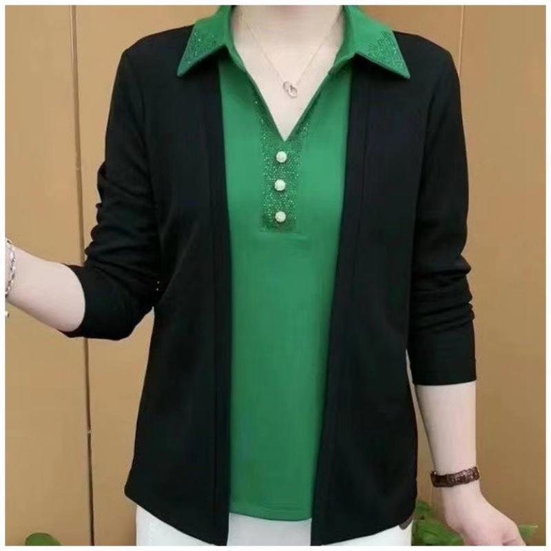 🎉New Product Launch💐– Women's 2-in-1 Shiny Lapel Top（51% OFF🔥）