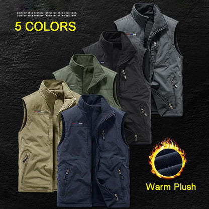 Men's Stand Collar Plush-lined Reversible Vest