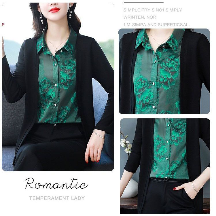 Printed Splicing Fake 2-piece Shirt for Women