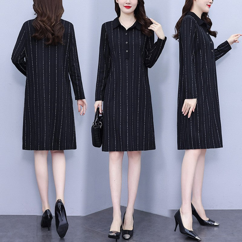 Women's Loose Lapel Long Sleeve Dress with Pockets