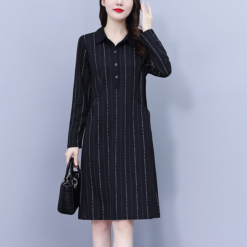 Women's Loose Lapel Long Sleeve Dress with Pockets