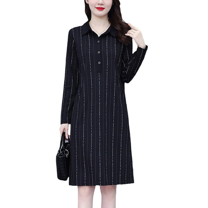 Women's Loose Lapel Long Sleeve Dress with Pockets