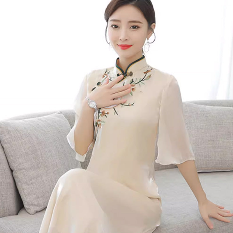 Casual Loose Half Sleeve Cheongsam Dress