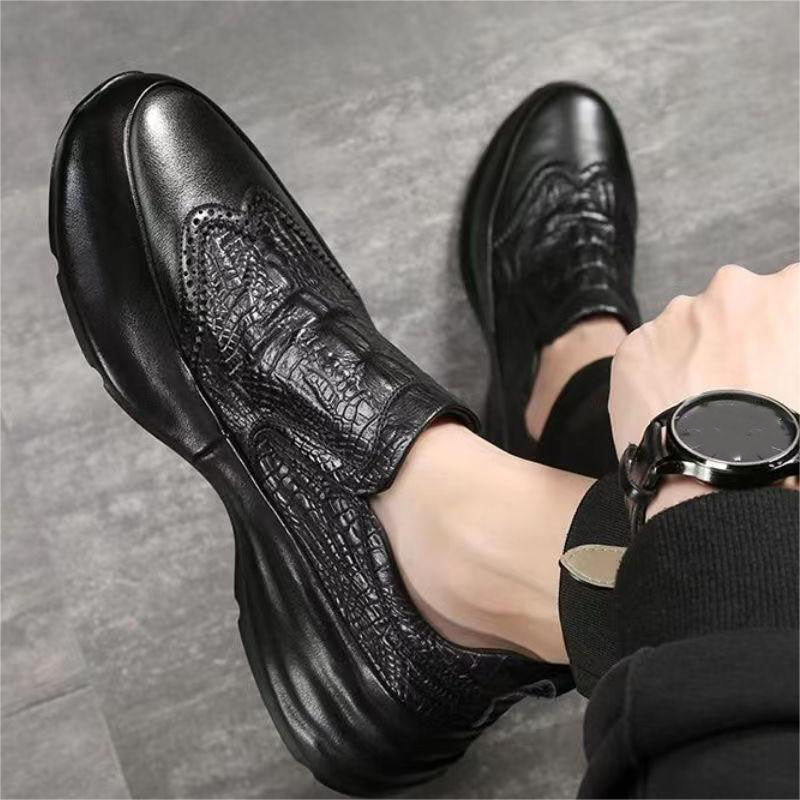 Men's Casual Breathable Crocodile Pattern Synthetic Leather Shoes