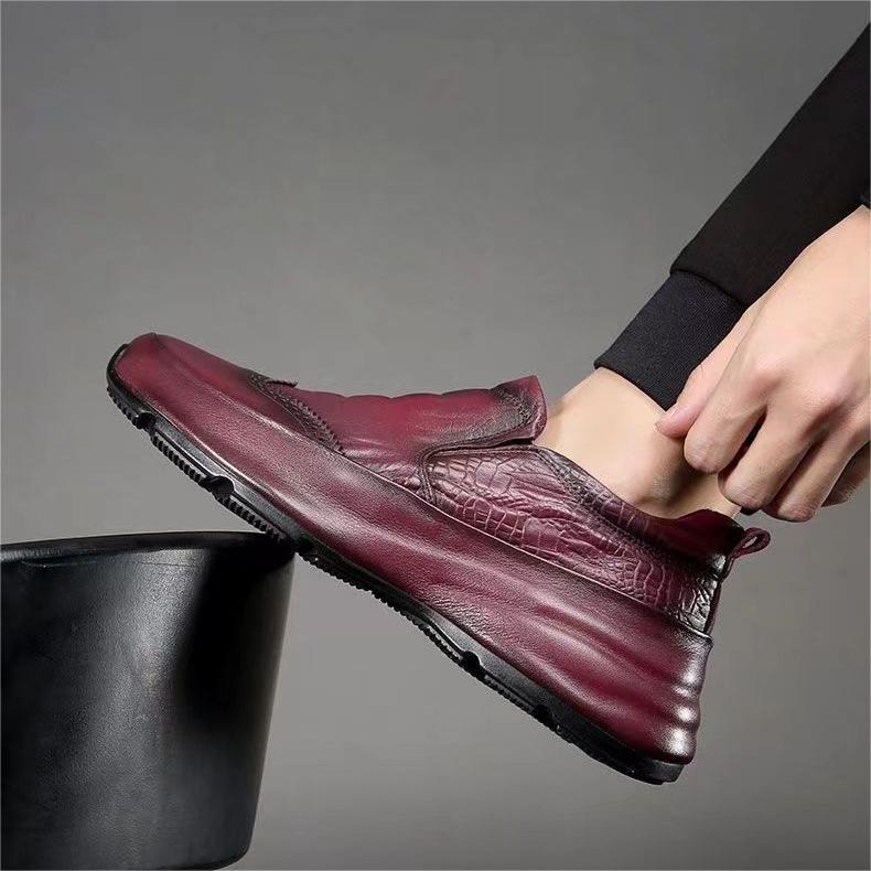 Men's Casual Breathable Crocodile Pattern Synthetic Leather Shoes