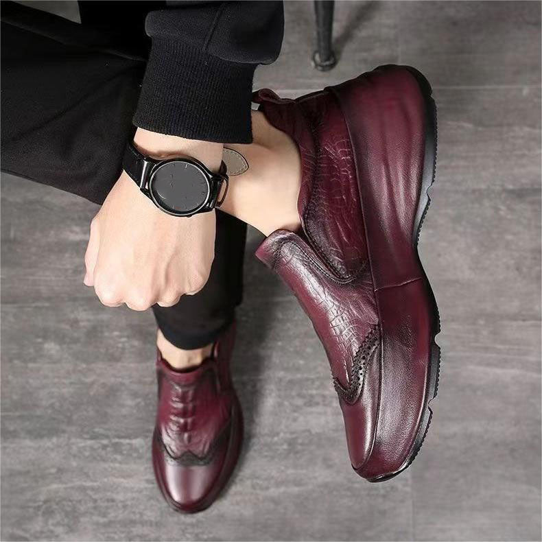 Men's Casual Breathable Crocodile Pattern Synthetic Leather Shoes