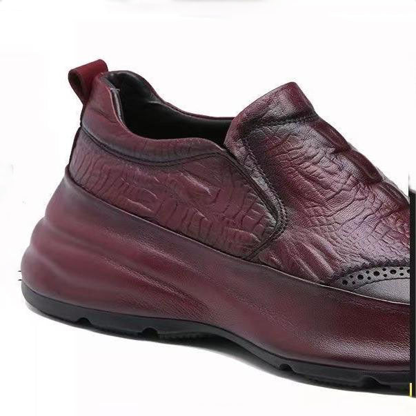 Men's Casual Breathable Crocodile Pattern Synthetic Leather Shoes