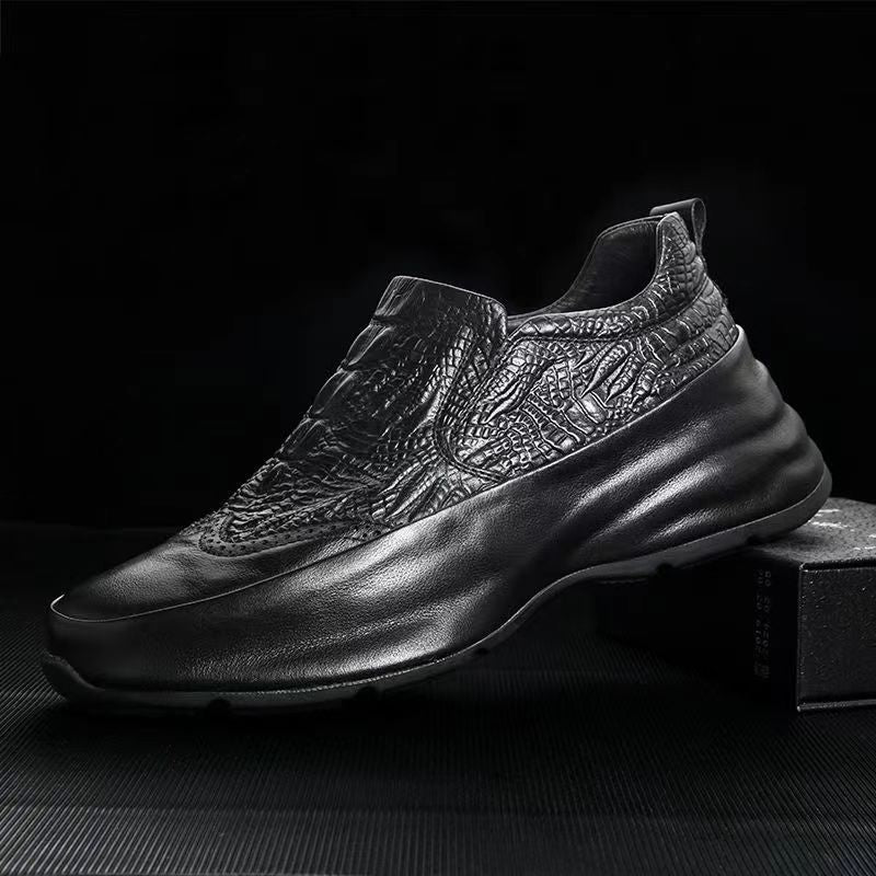 Men's Casual Breathable Crocodile Pattern Synthetic Leather Shoes