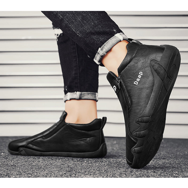 Men’s Supple High-top Casual Leather Shoes