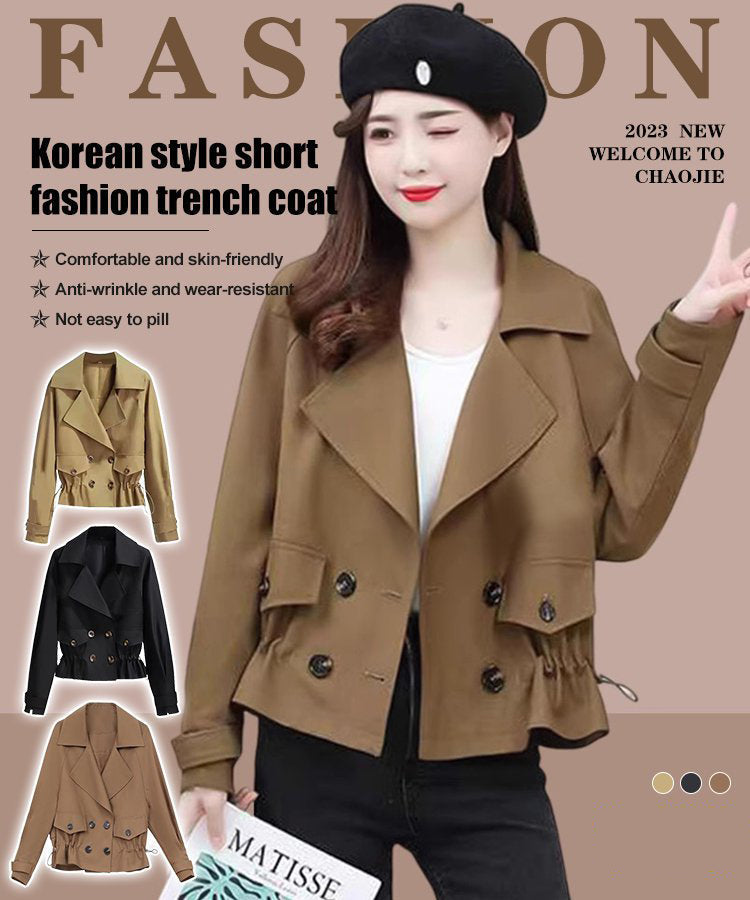 🔥45%OFF🔥Korean Style Short Fashion Trench Coat🧥🍂